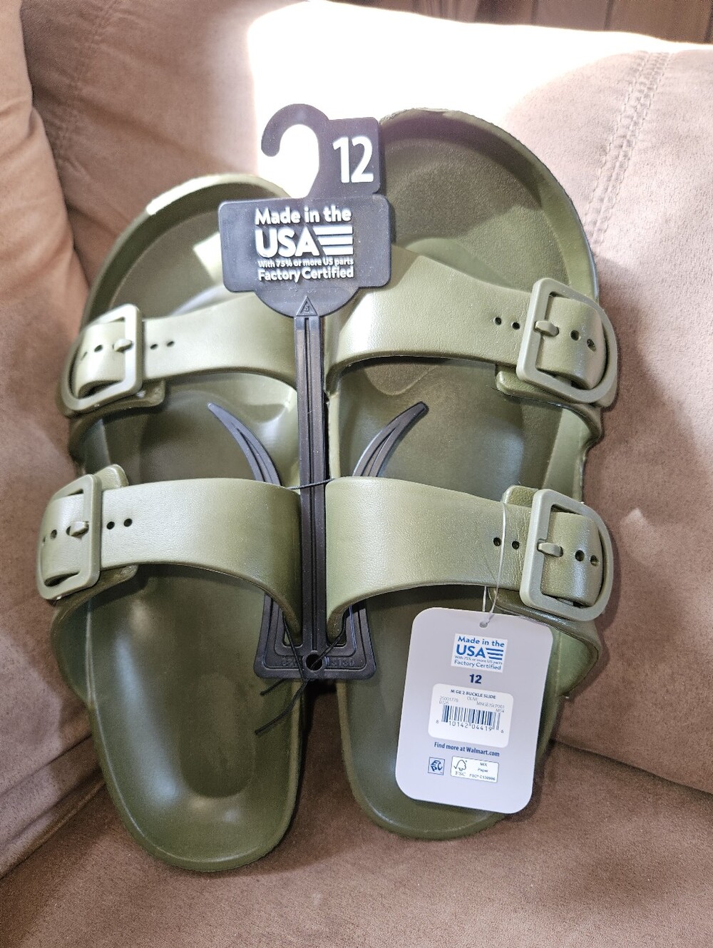 NWT George Sz 12 Olive Green Two Strap Sandals